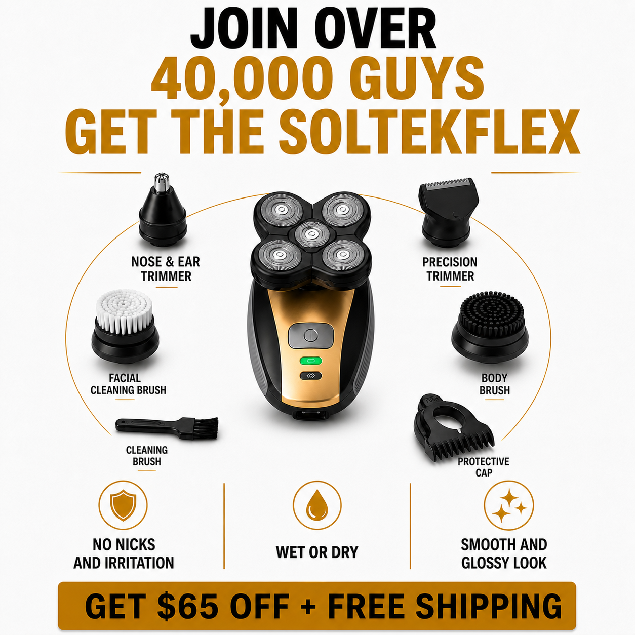 SolTek Facebook ad: 5-in-1 Ultimate Head Shaver