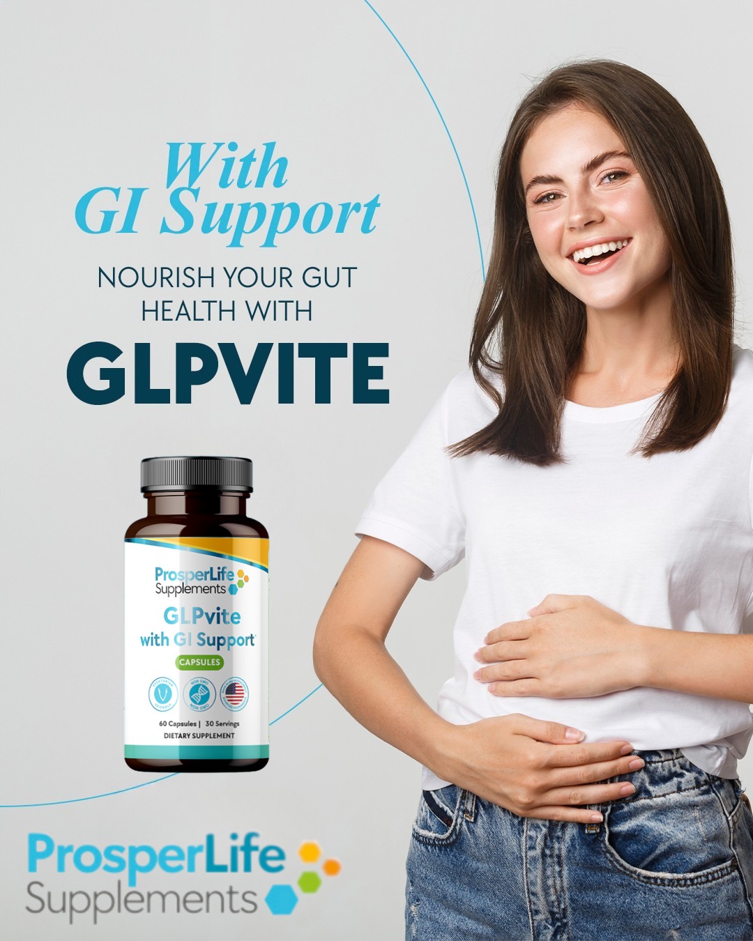 ProsperLife Supplements Facebook ad: Are you struggling with bloating, nausea, or sluggish…