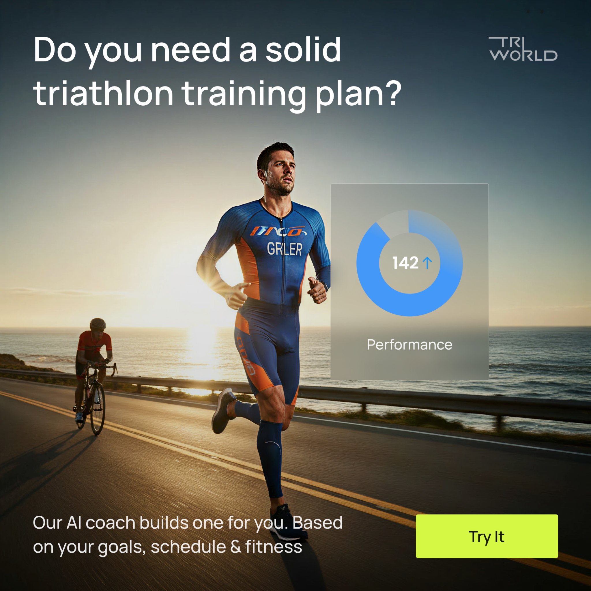 Triworldhub Facebook ad: TriWorldHub - Triathlon Training Platform: Elevate Your…