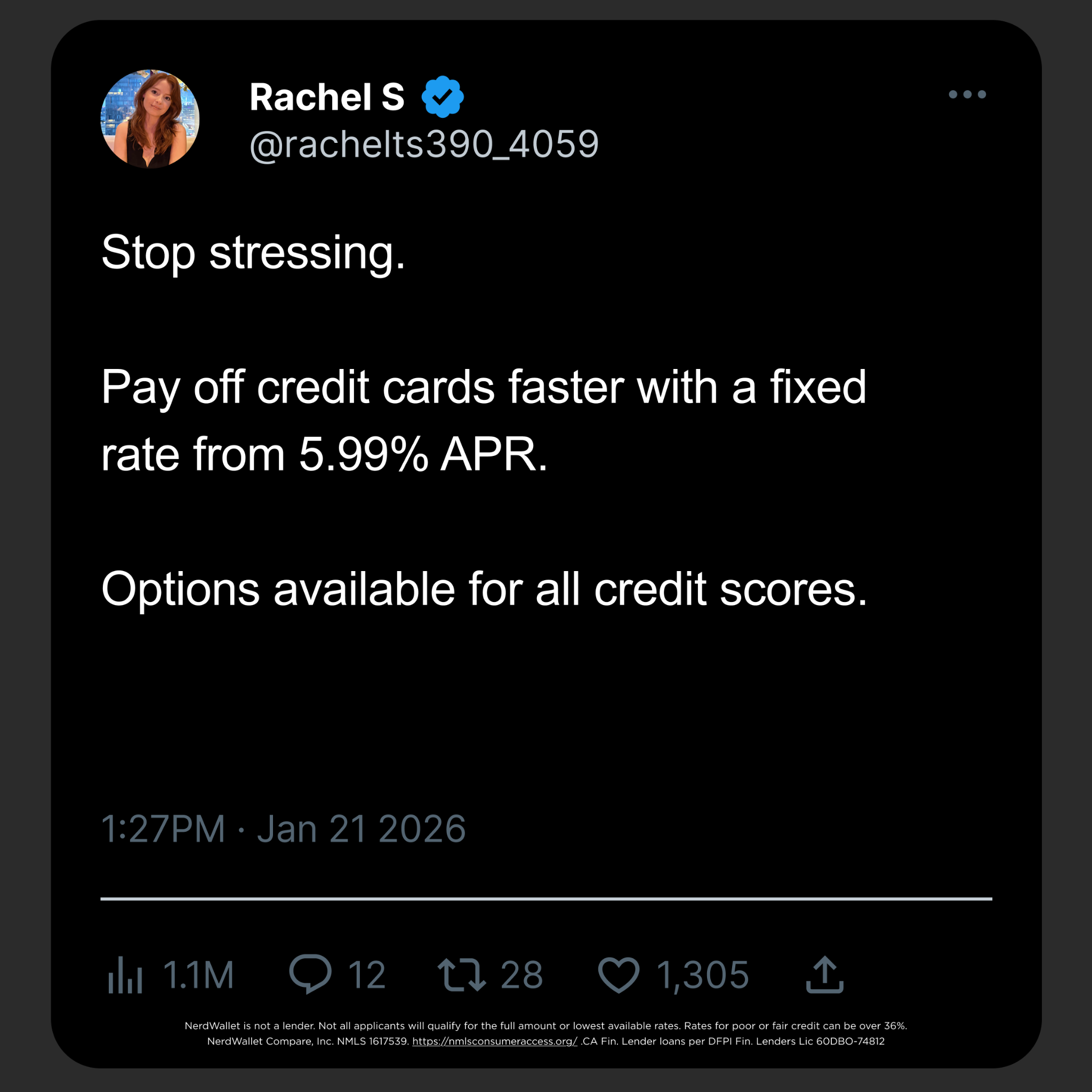 NerdWallet Facebook ad
