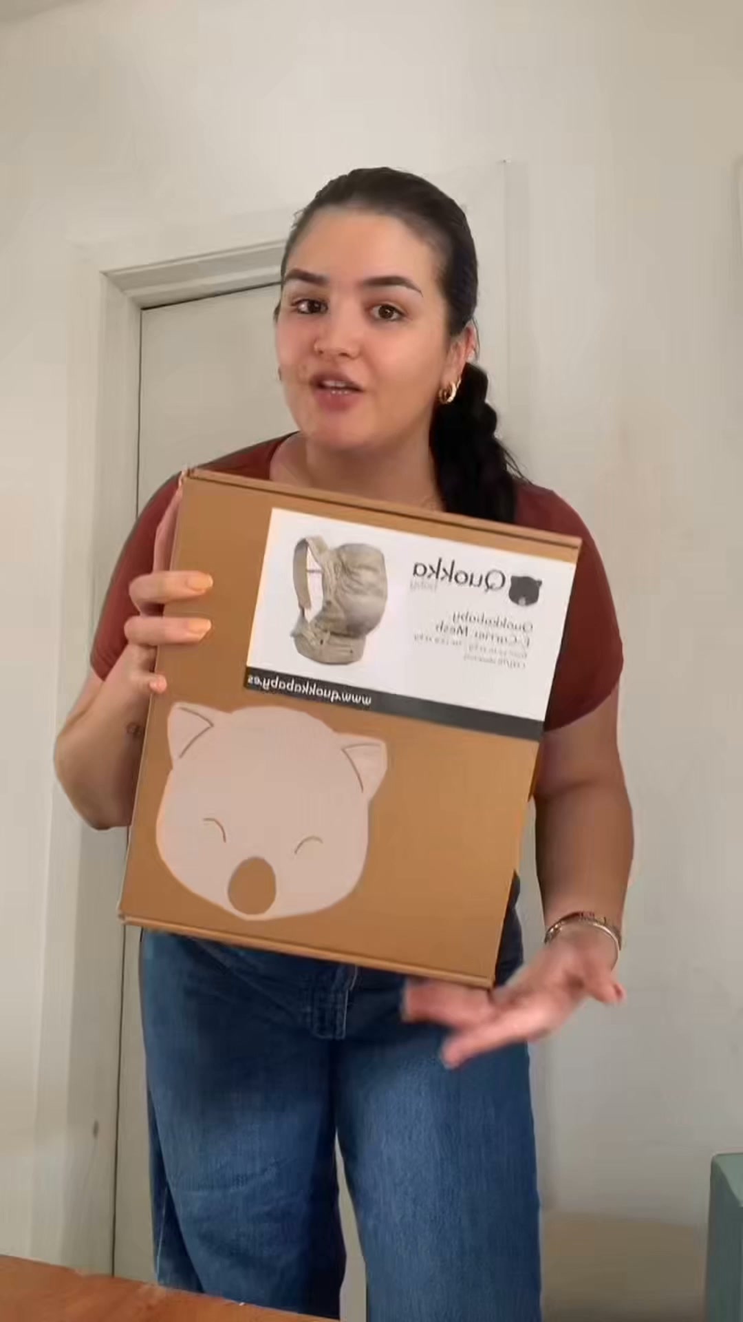 Quokkababy Facebook ad: Mochila ergonómica respirável