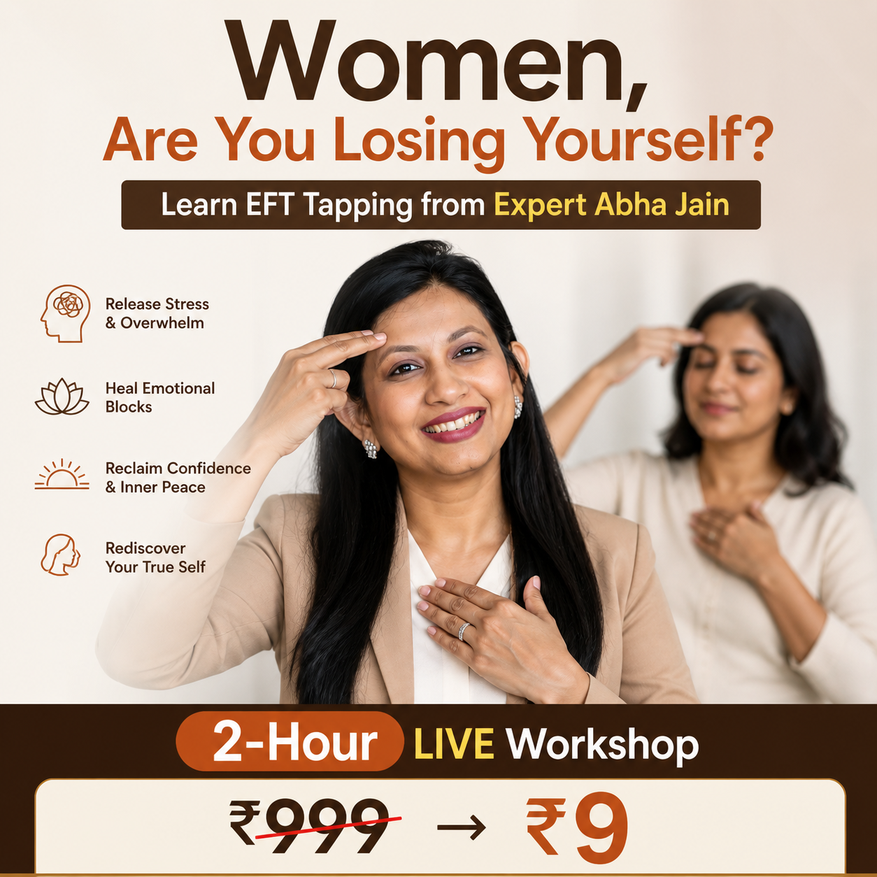 AABHA JAIN Facebook ad: The Unshakeable You Workshop (Rs 9/-)
