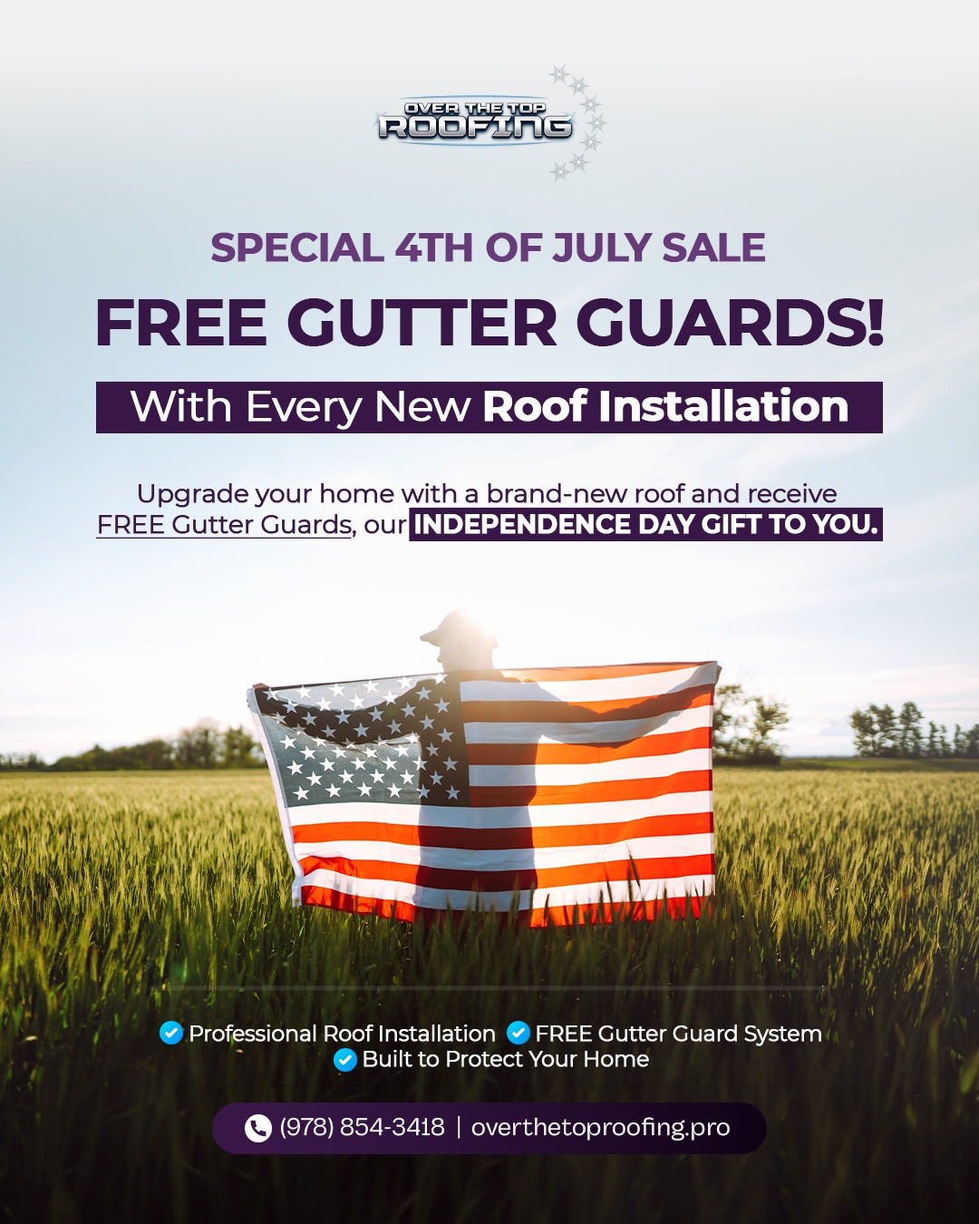 Over The Top Roofing Facebook ad