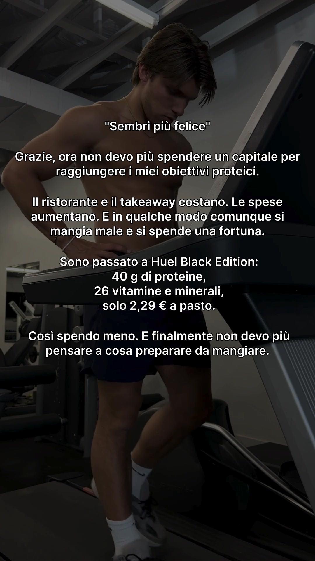 Huel Facebook ad: Proteína sin los preparativos