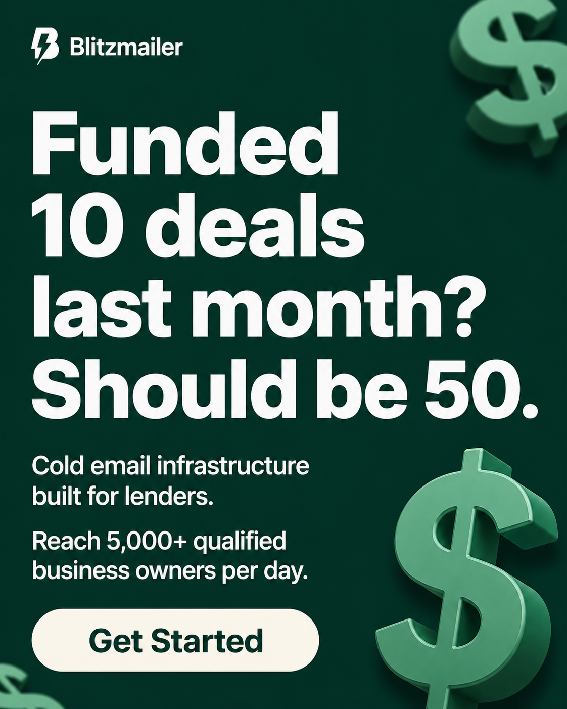 Blitz Mailer Facebook ad: Funded 10? You should be funding 50.