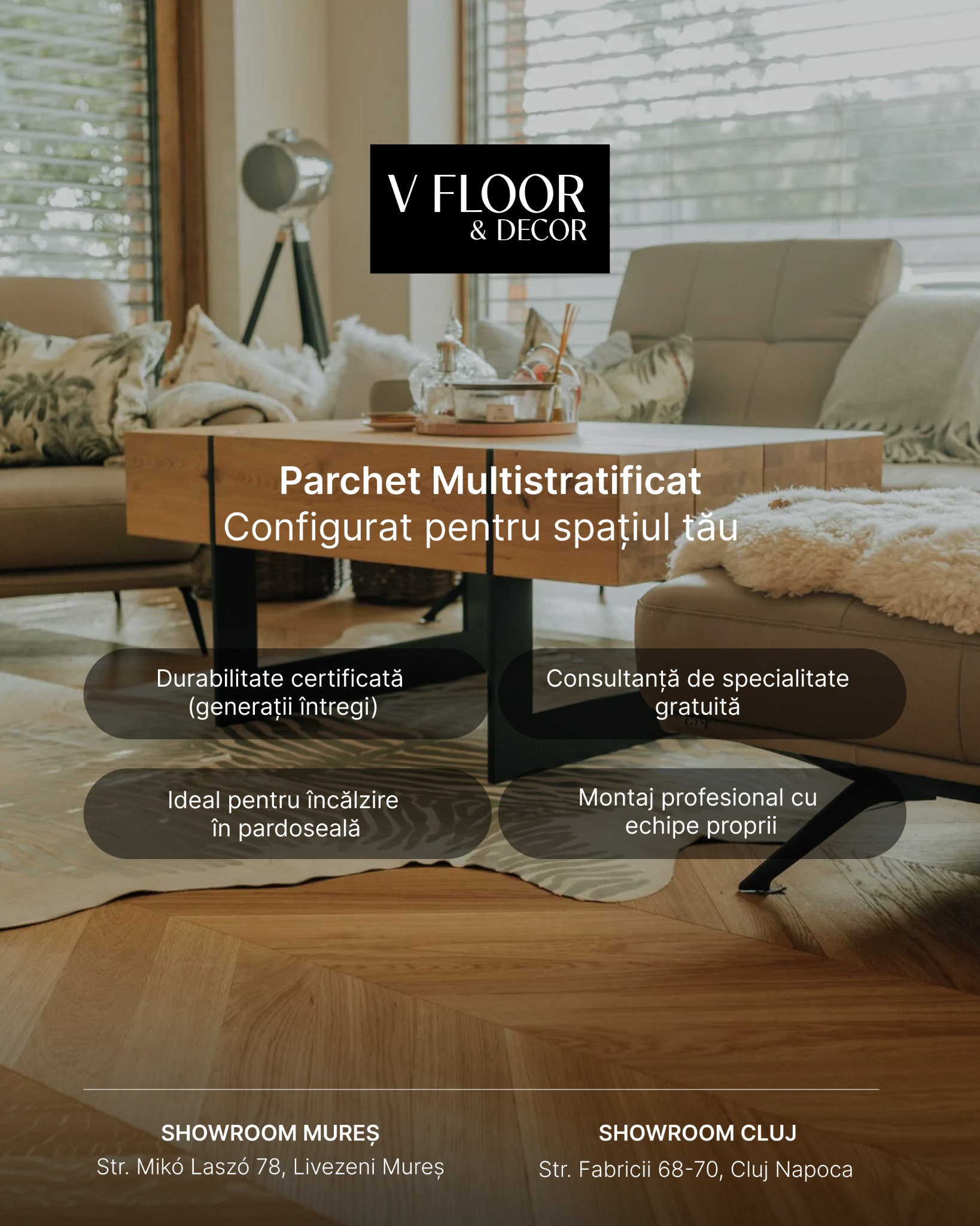 V FLOOR & DECOR Facebook ad: Showroom parchet