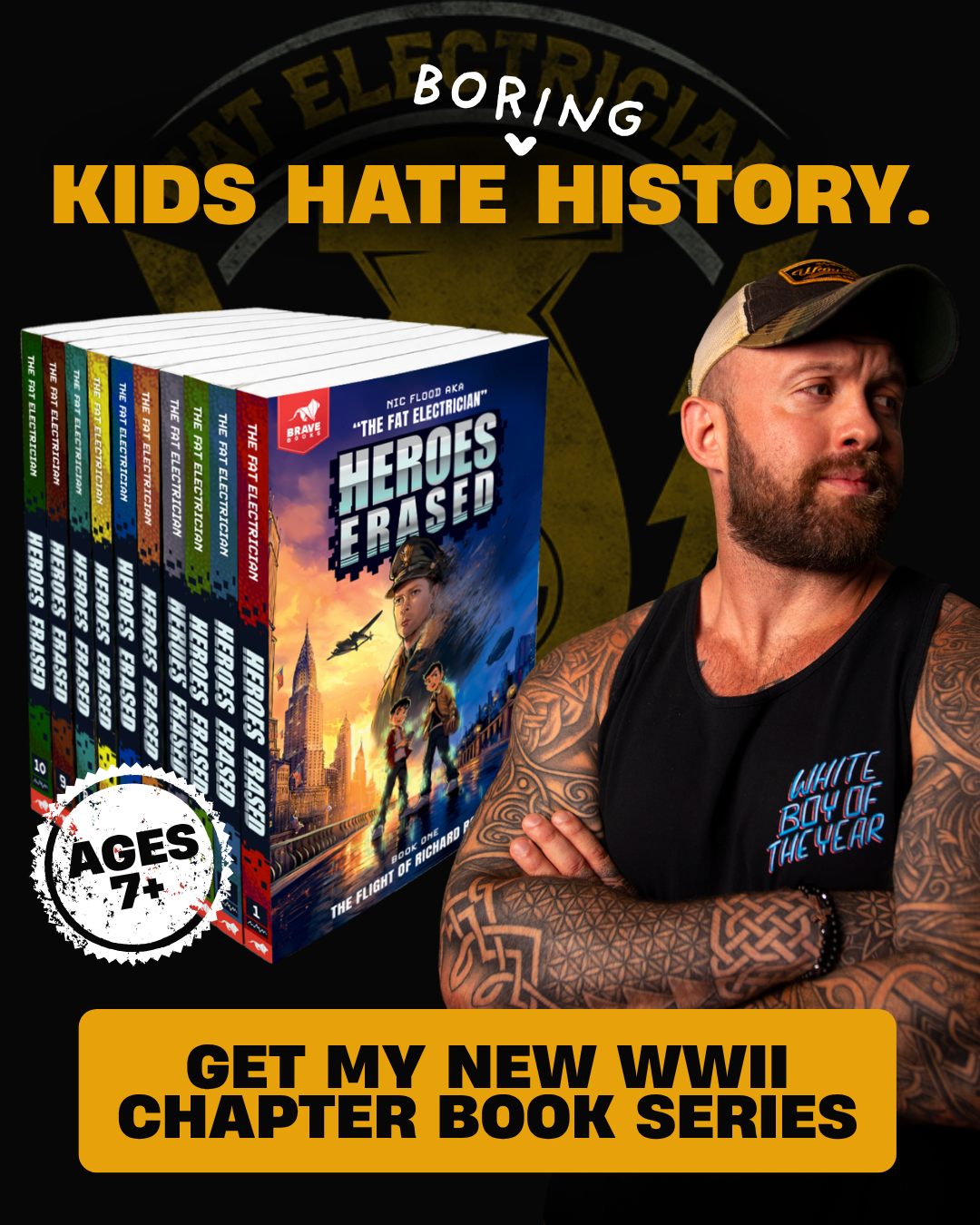 The Fat Electrician Facebook ad: Get My Brand New Book Series Today!