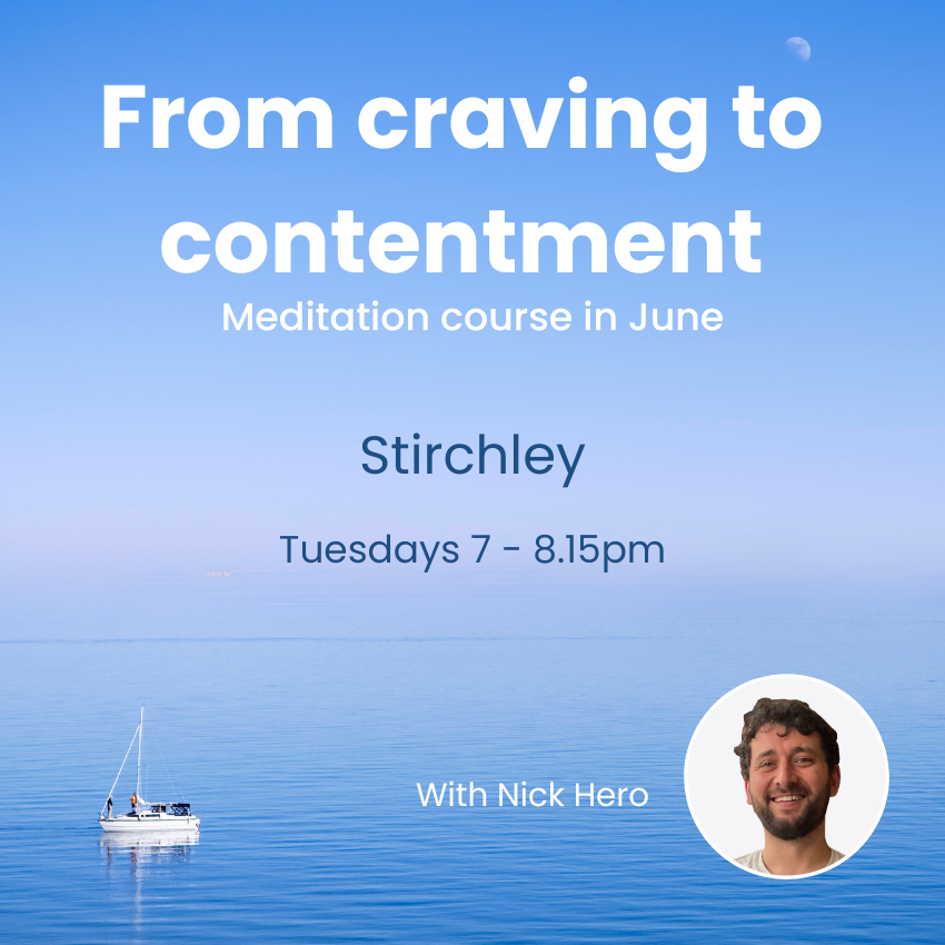 Kadampa Meditation Centre Birmingham Facebook ad: Let go of craving & restlessness