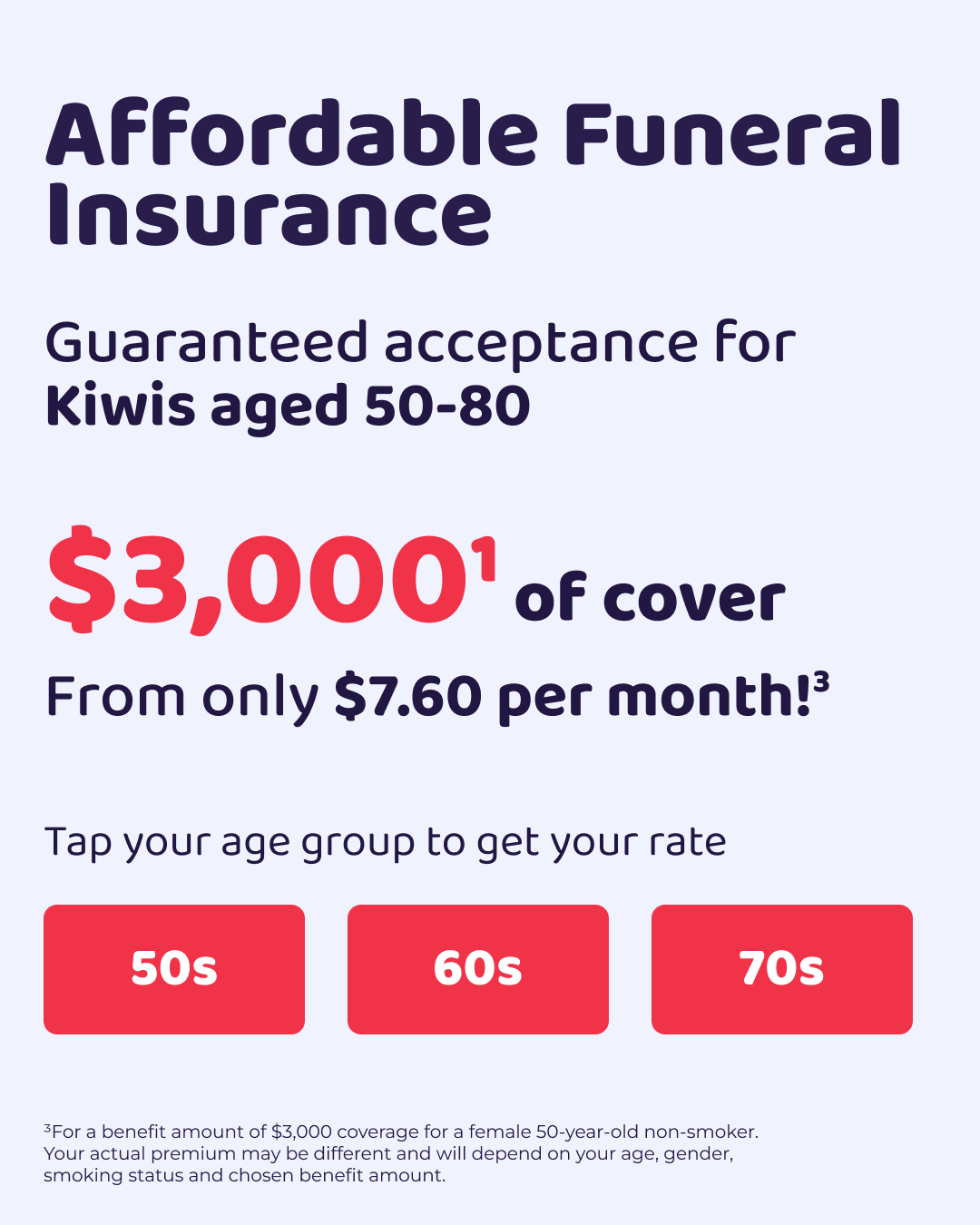 Just Insurance Facebook ad: Have you been putting off getting funeral insurance?