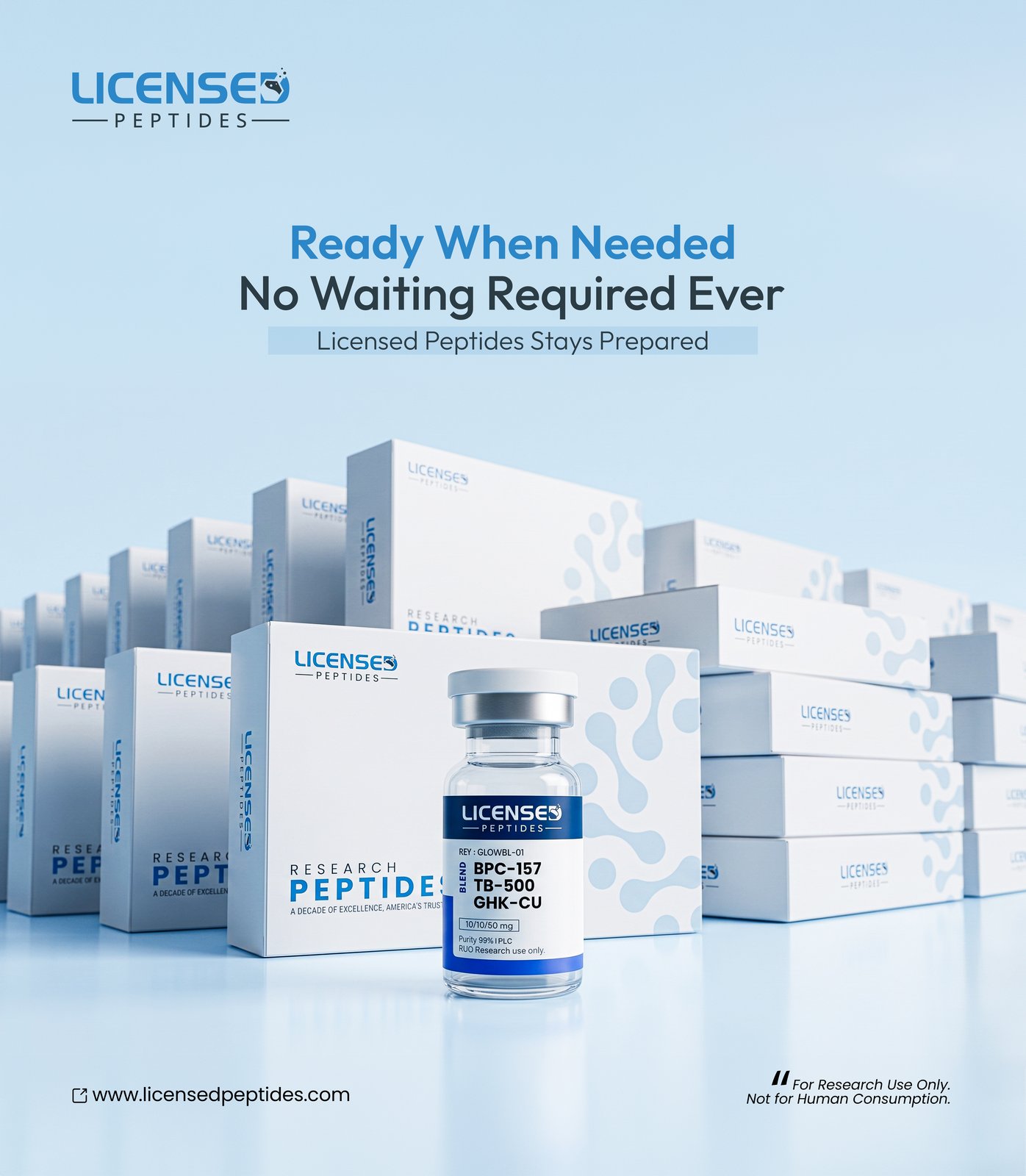 Licensed Peptide Research Facebook ad: EVERY PEPTIDE DISCOUNTED, SALE ENDS SOON