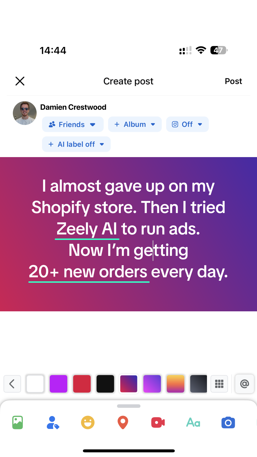Zeely: AI Ads Maker Facebook ad