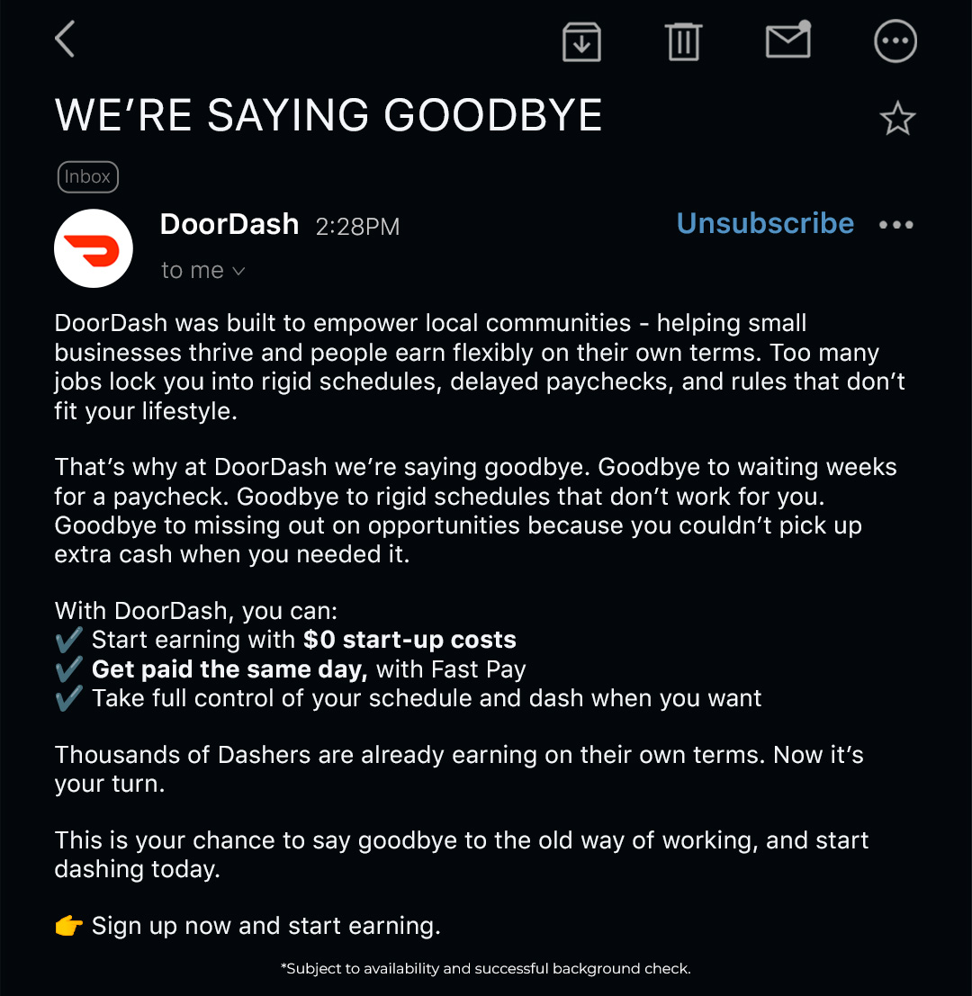 DoorDash Facebook ad