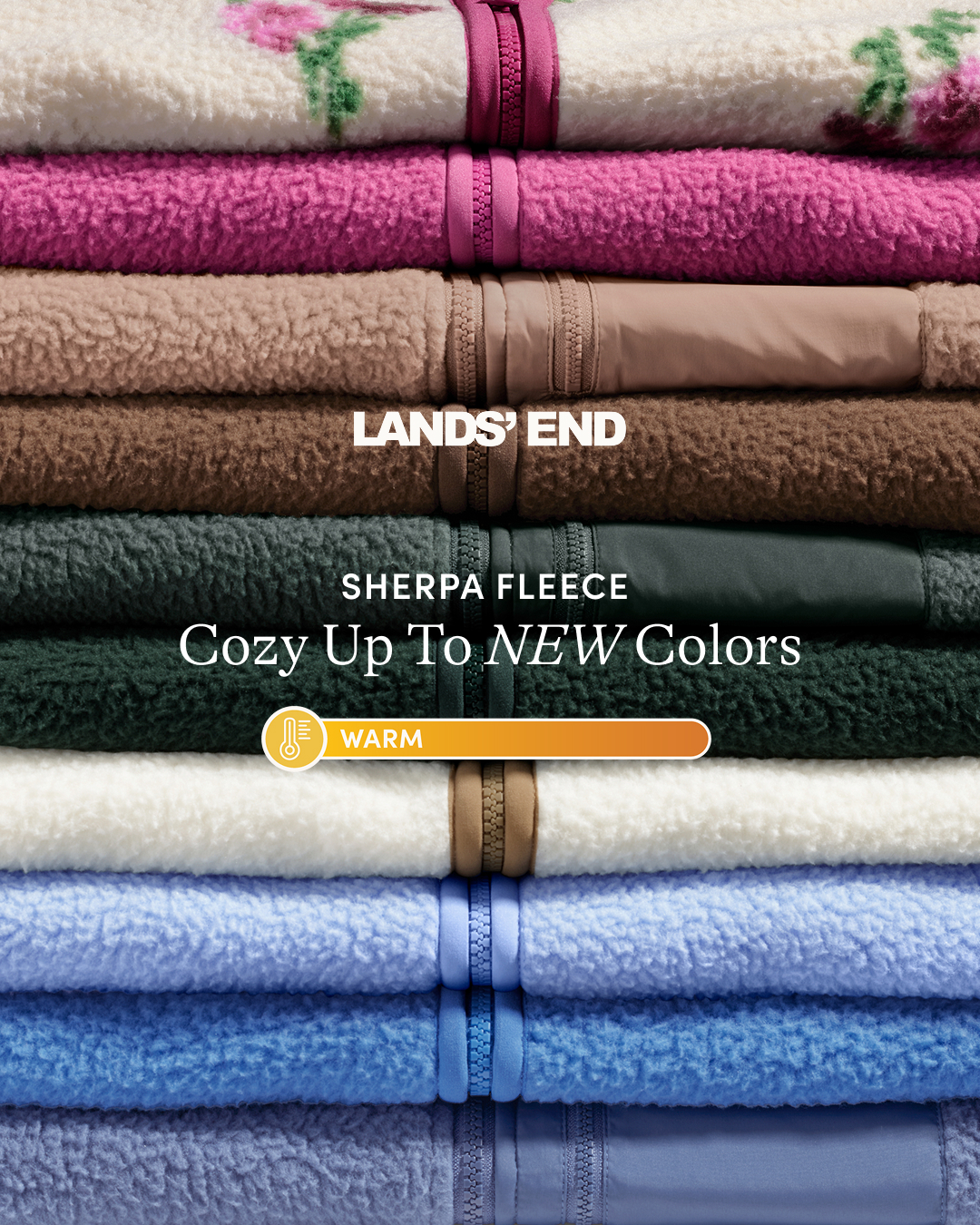 Lands' End Facebook ad: Sherpa Fleece In Fresh Fall Shades