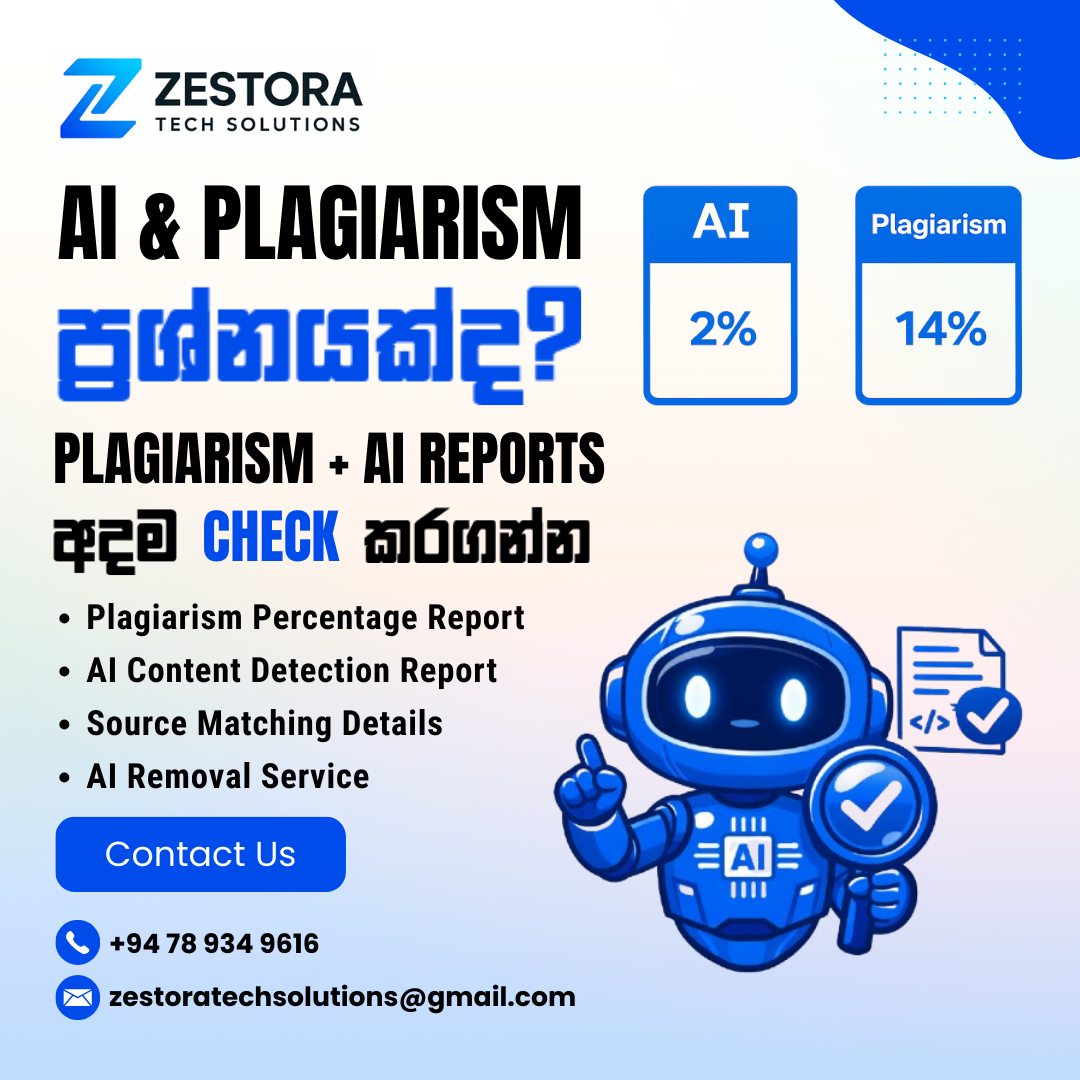 Zestora Tech Solutions Facebook ad: Need a plagiarism + AI report for your…