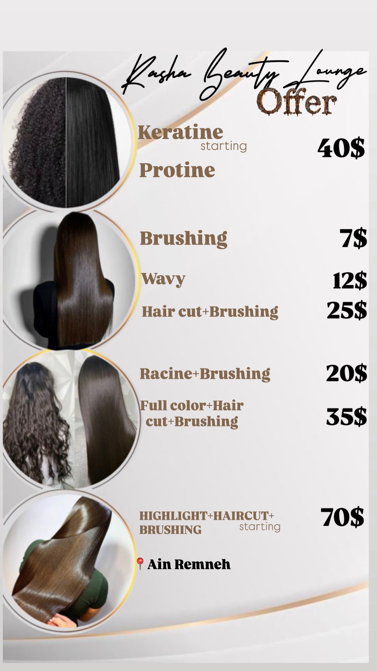 Rasha Beauty Lounge Facebook ad: Chat in Messenger