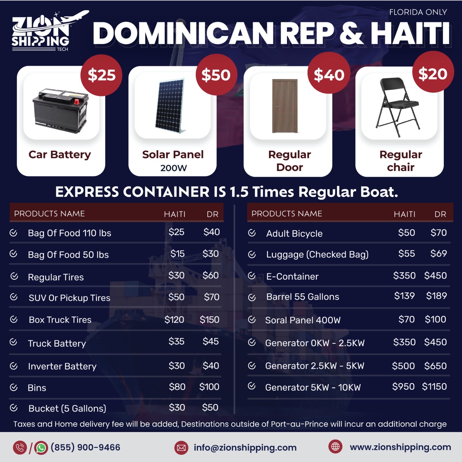 Zion Shipping Facebook ad: Voye pou Ayiti ak Pi Bon Pri yo
