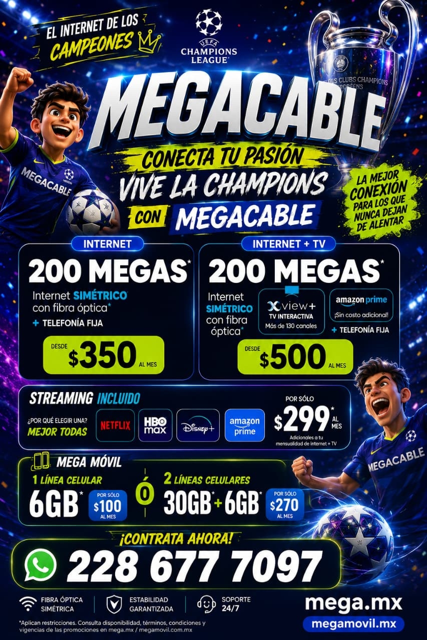 Asesora Megacable Veracruz Facebook ad: ¡NO TE PIERDAS NINGÚN PARTIDO!