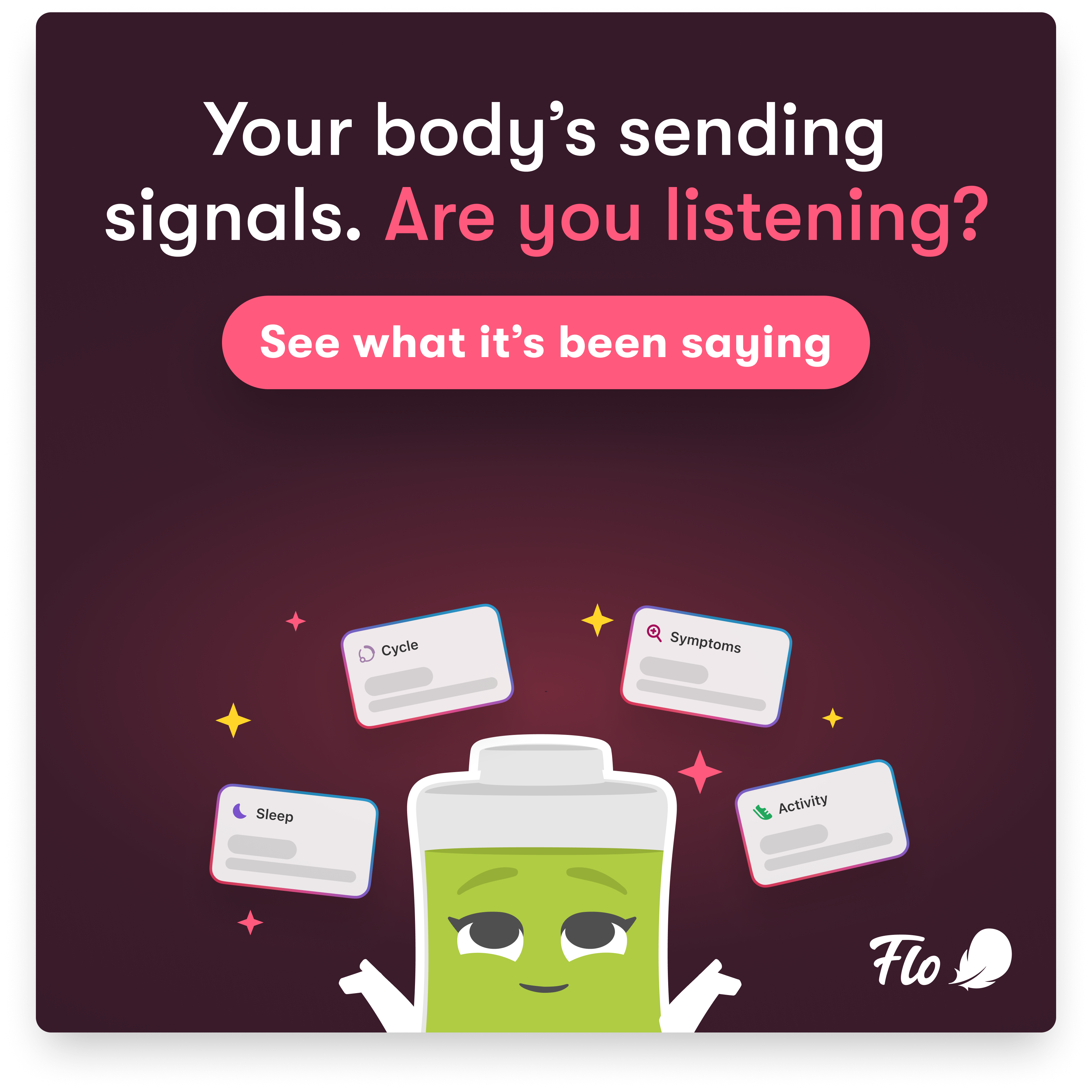 Flo Health App Facebook ad: Start using Flo today!