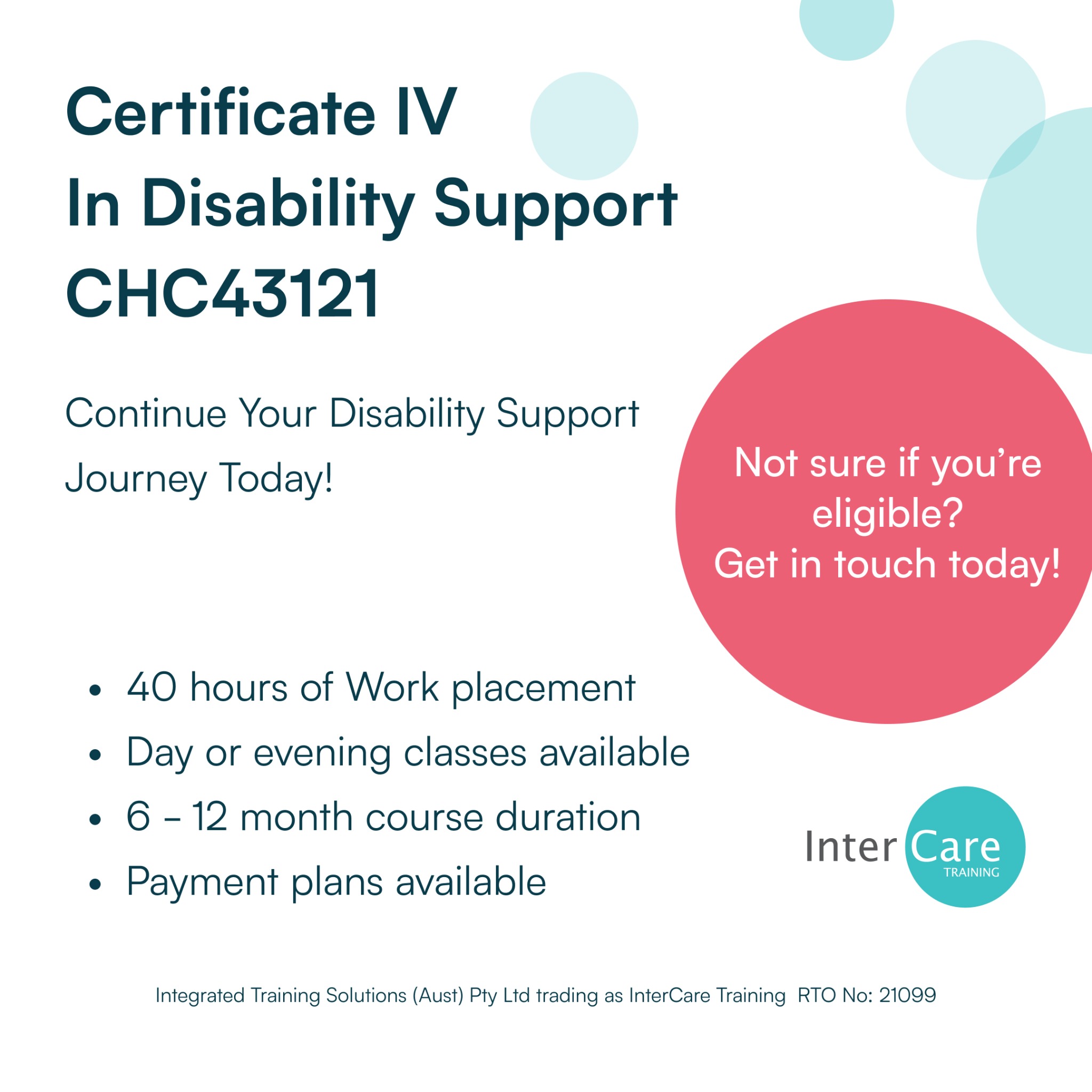 InterCare Training RTO No. 21099 Facebook ad from Nov 16, 2025
