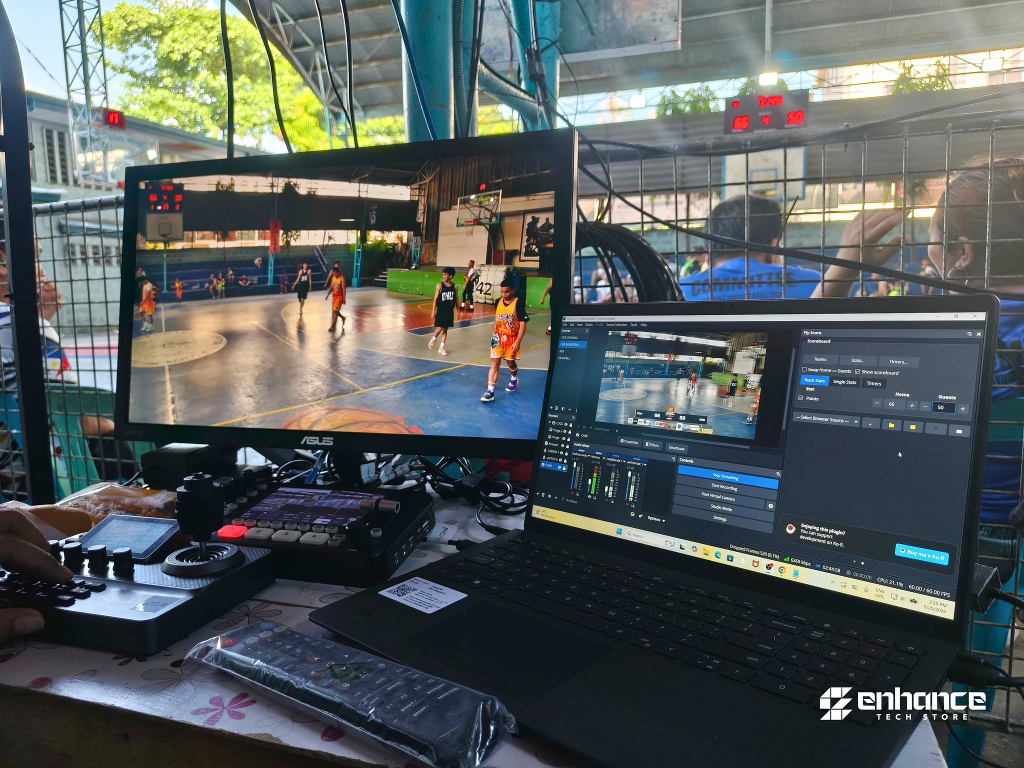 Enhance Tech Store Facebook ad: LIVE GAME COVERAGE powered by PTZ Camera Technology!