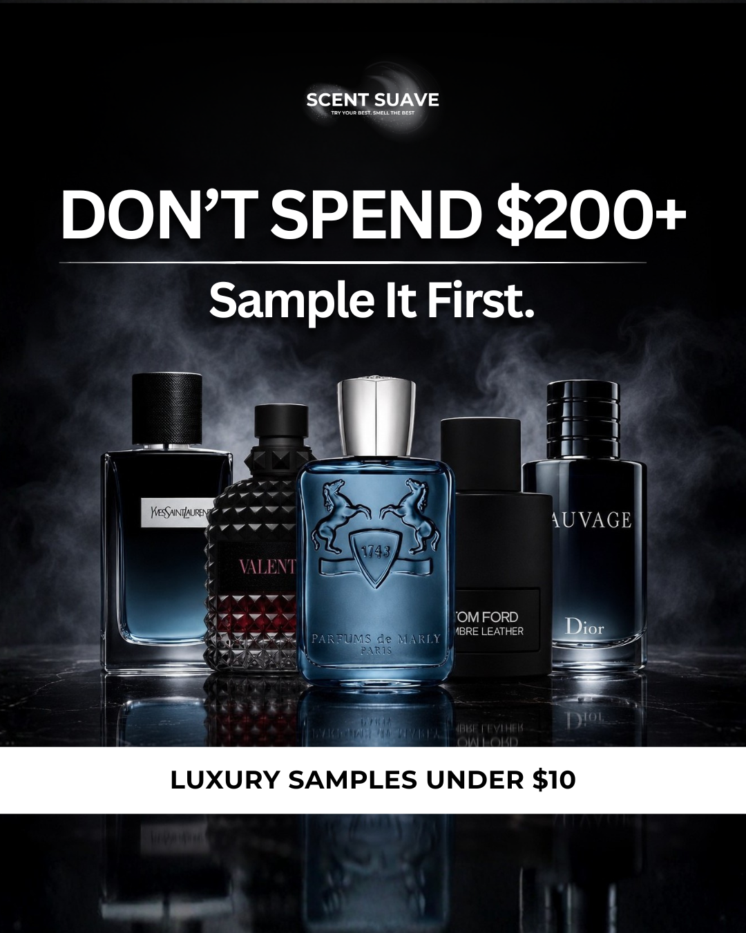 Scent Suave Facebook ad: Sample First. Buy Later.