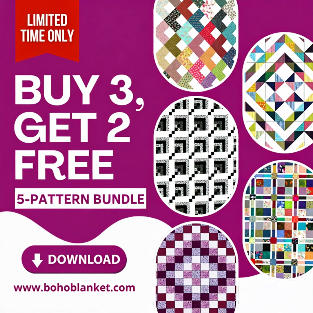 Boho Blanket Facebook ad: Buy 3 Patterns, Get 2 Free!