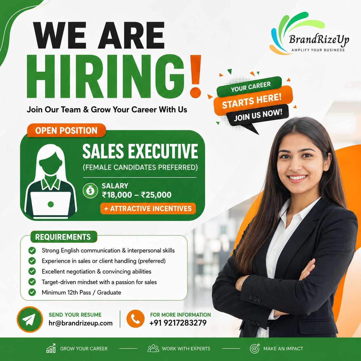 Brandrizeup.global Facebook ad: We're Hiring | Apply on WhatsApp