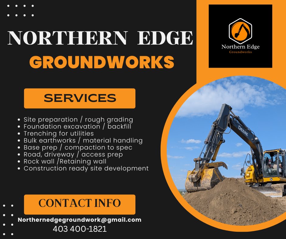 Northern Edge Groundworks Facebook ad: Now booking projects for the 2026 season.