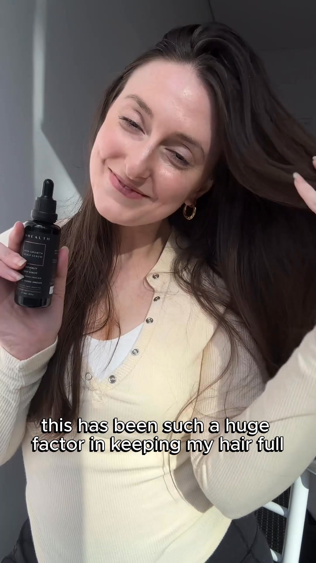 JSHealth Vitamins Ritual Facebook ad: WANT THICKER, FULLER HAIR? JUST A FEW DROPS A DAY!