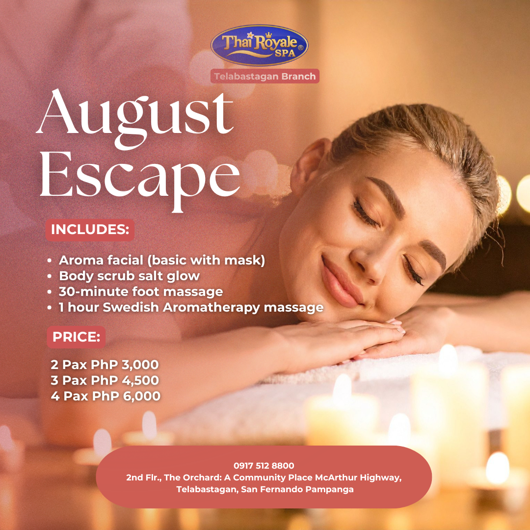 Thai Royale Spa Telabastagan Facebook ad: AUGUST IS YOUR SIGN TO UNWIND!