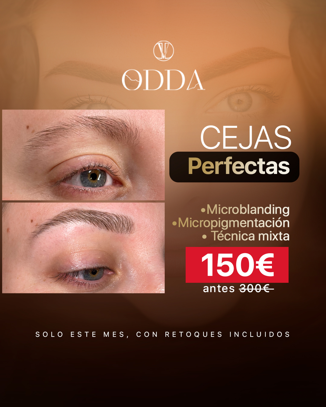 Clínica ODDA Facebook ad: Cejas Perfectas por 150€