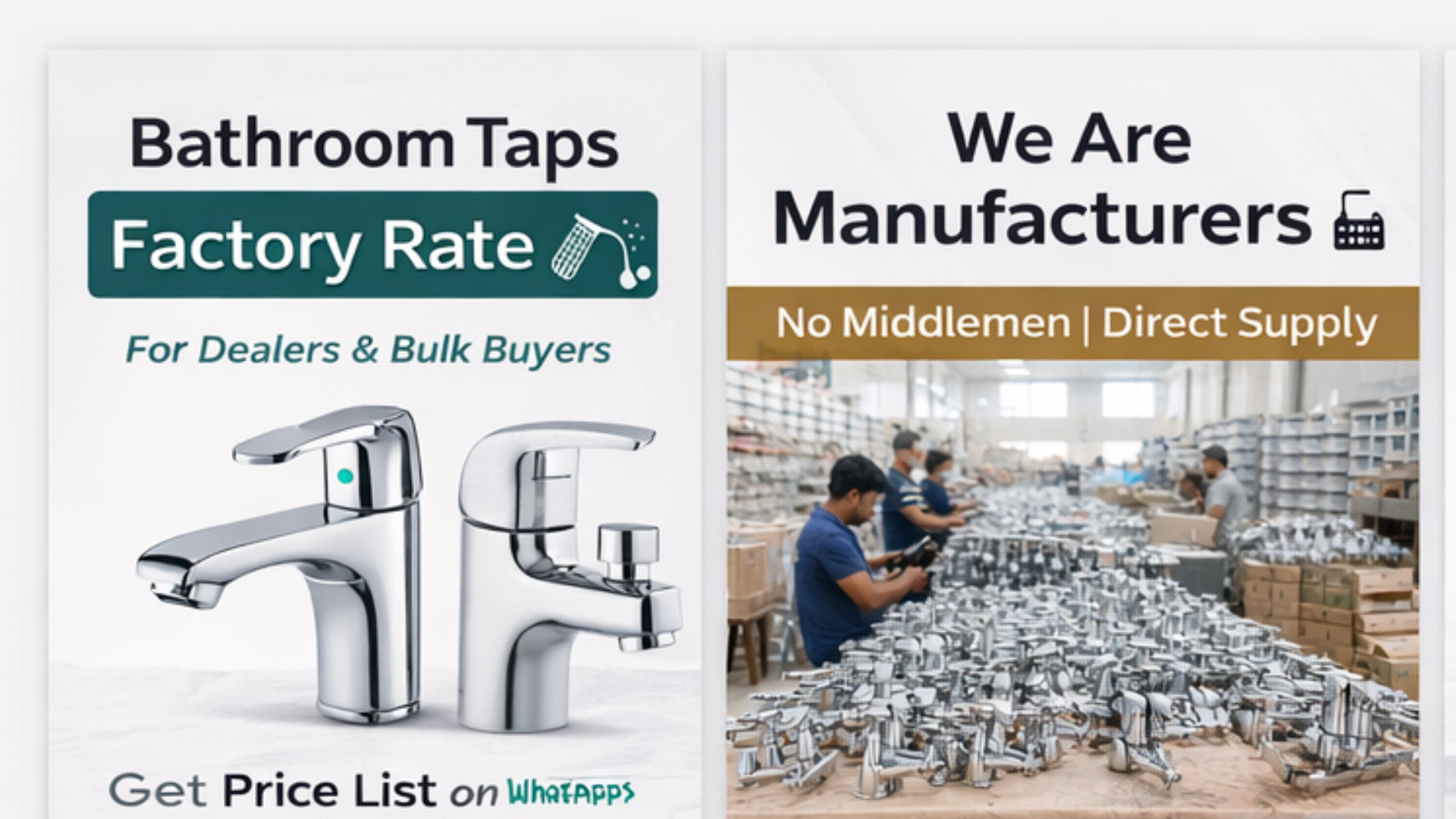 New Flow Bath Fittings Facebook ad: Why pay middlemen?