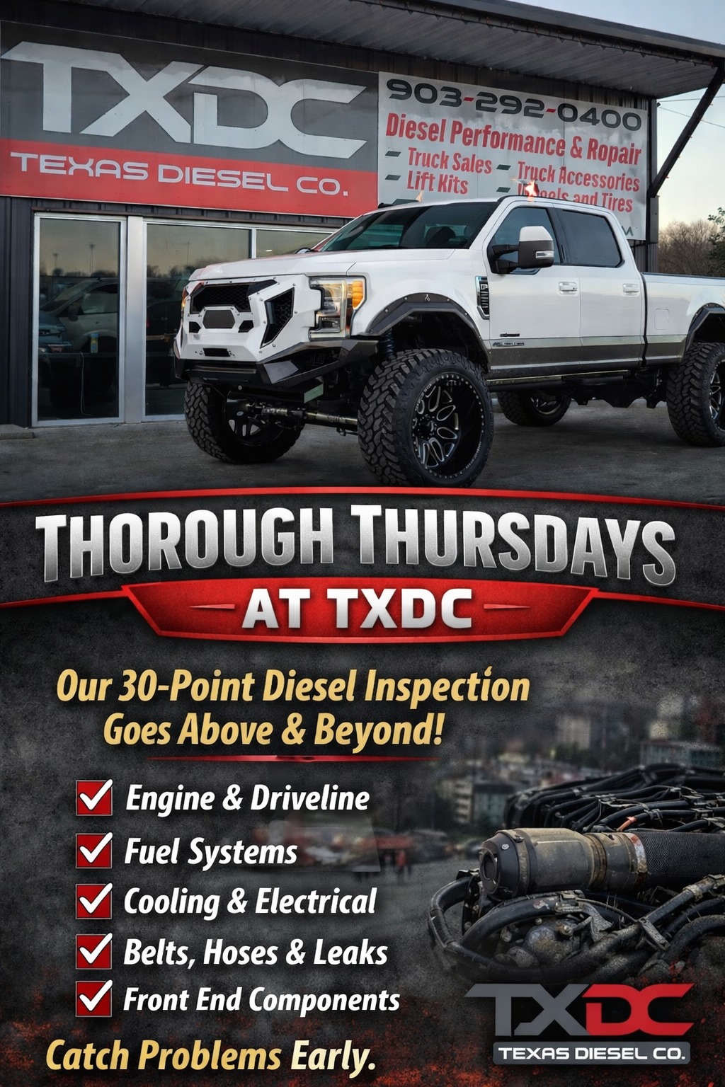 Txdc - Texas Diesel Company Facebook ad: Our Thorough 30-Point Inspection is designed to catch…