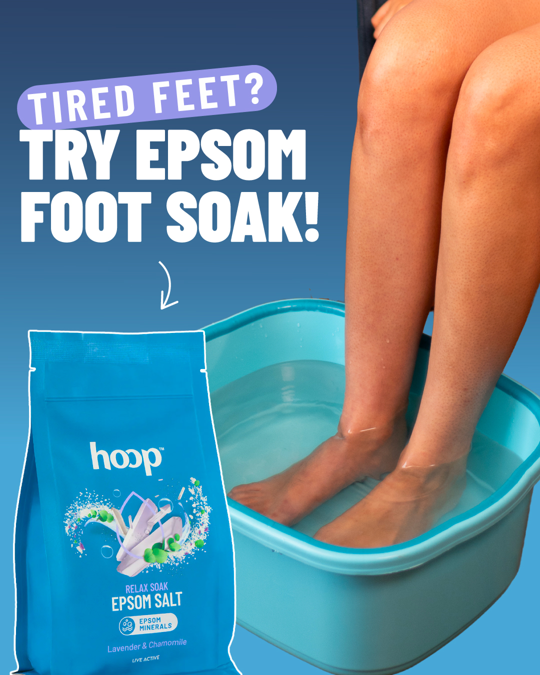 hoop Facebook ad: Tired Feet? Try Epsom Salt
