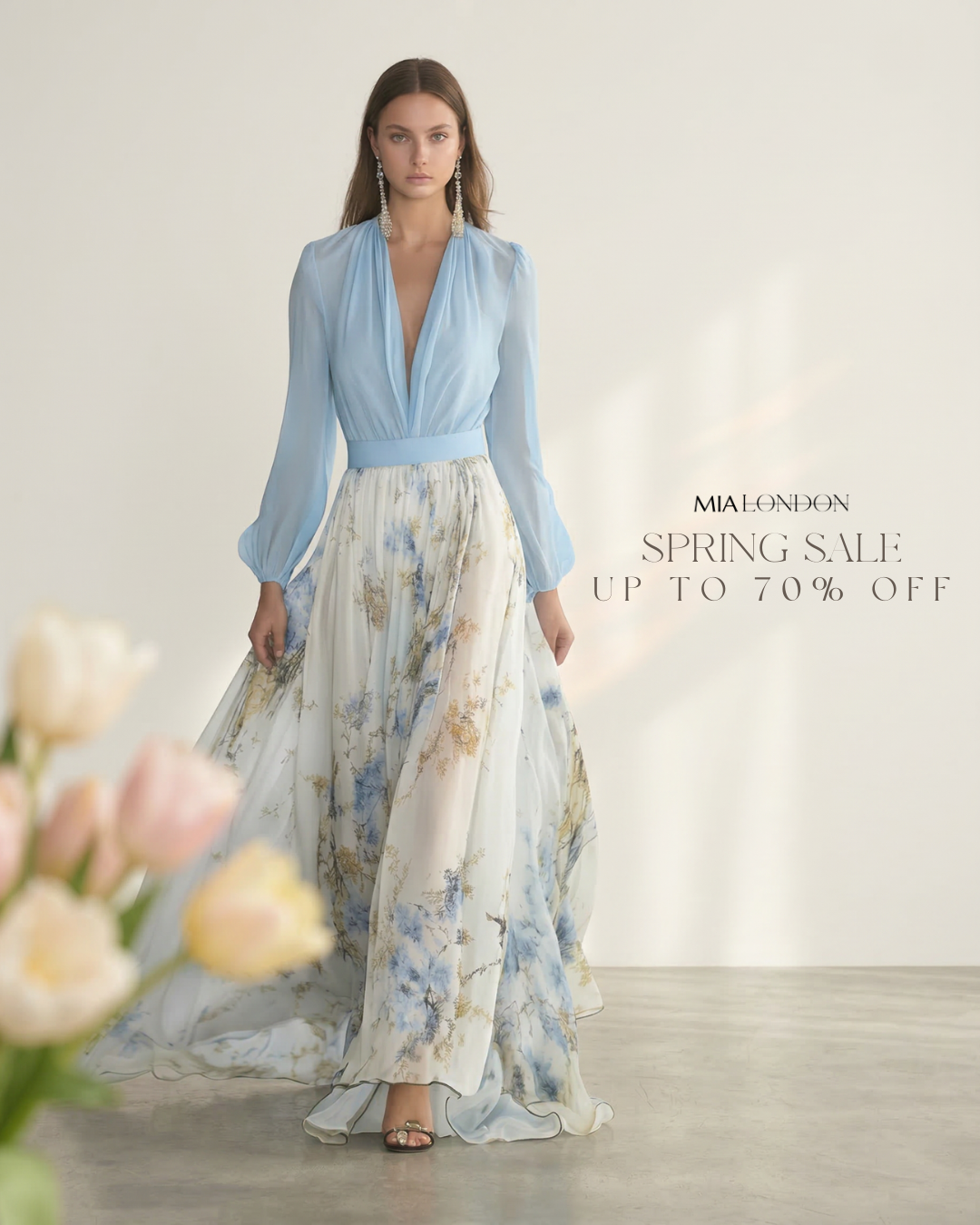 MIA London Facebook ad: Effortless Elegance, Now Up To 70% Off