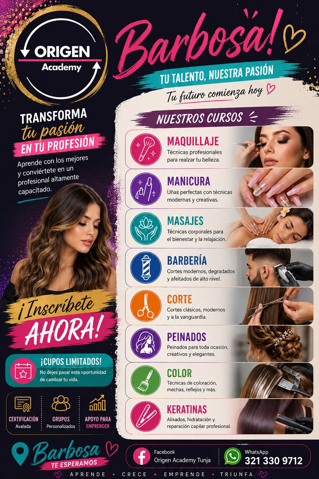 Origen Academy Tunja Facebook ad: ¡BARBOSA, ES TU MOMENTO!