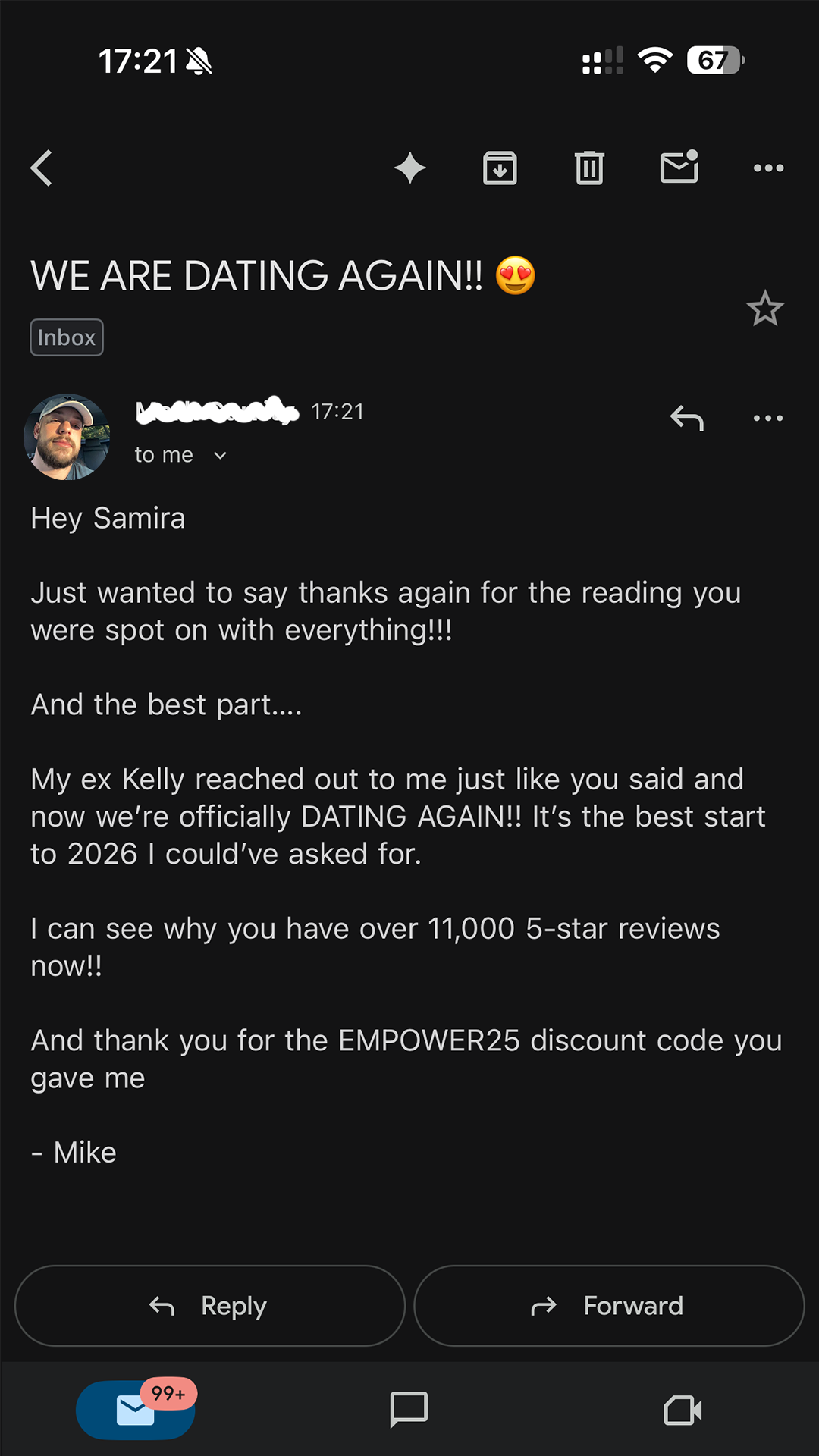 Psychic Samira Facebook ad