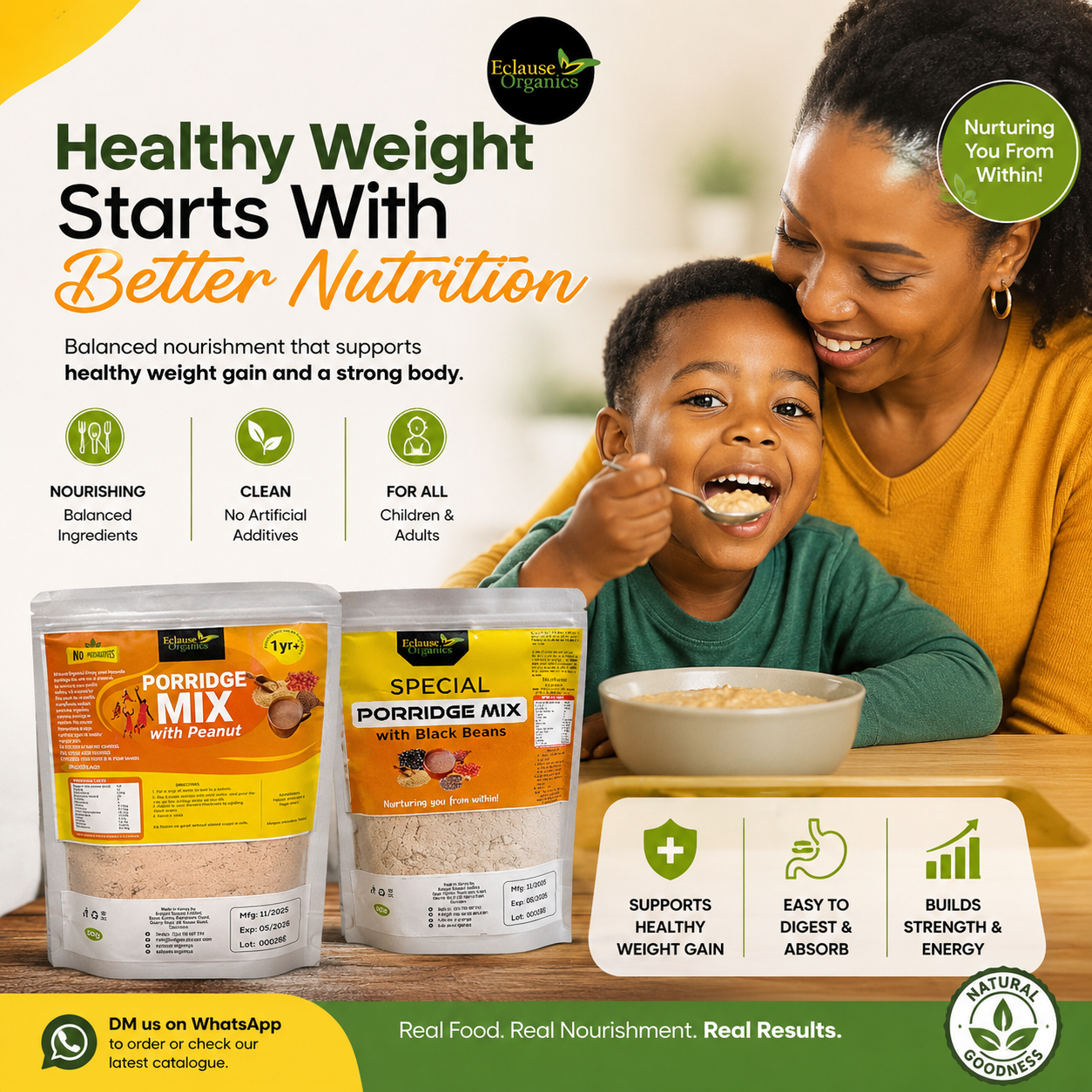 Eclause Organics Facebook ad: Some children eat… but still don’t gain healthy…