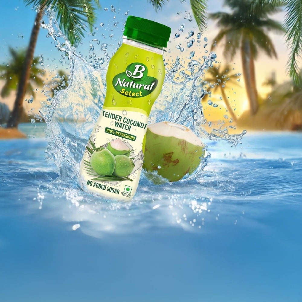 B Natural Fruit Beverages Facebook ad: Sip something special- coconut water with a litchi…