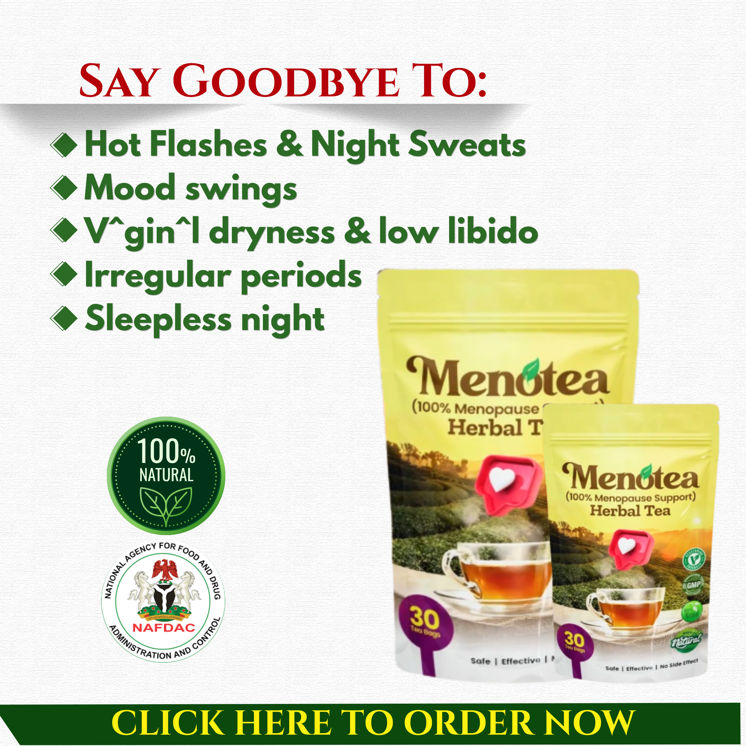 Menotea Menopause Relief Facebook ad
