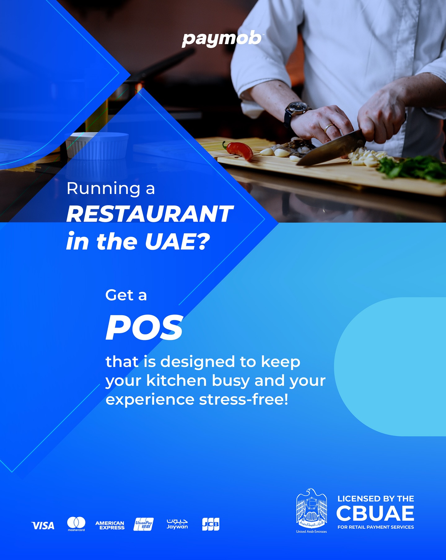Paymob UAE Facebook ad: Service faster. Payments seamless.
