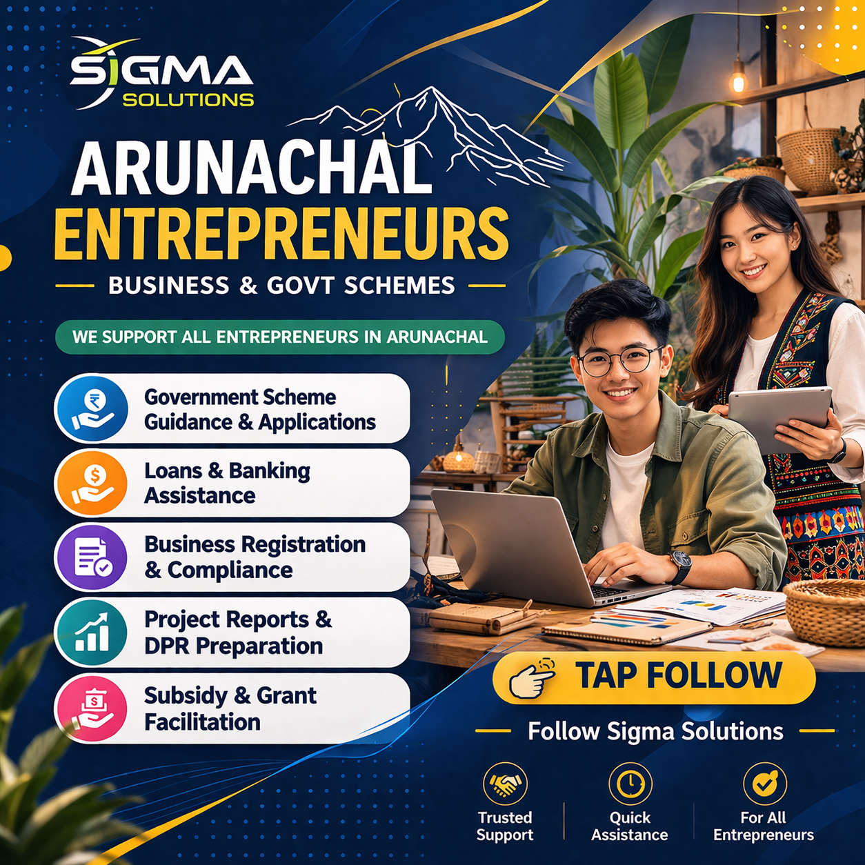 Sigma Solutions Facebook ad: Arunachal Pradesh is full of opportunities, but most…