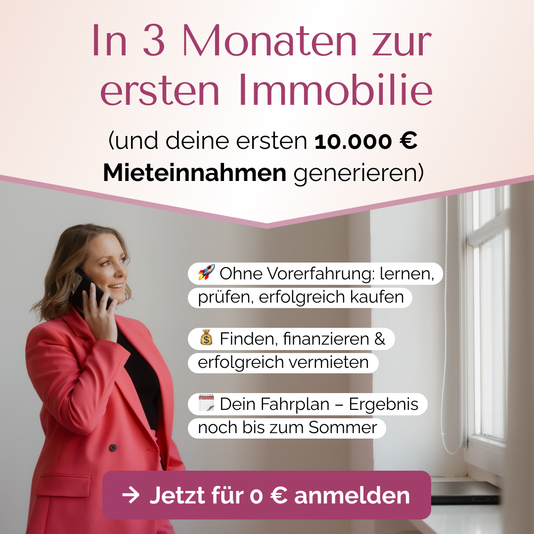 Mrs. Property Facebook ad: In 3 Monaten zur ersten Immobilie