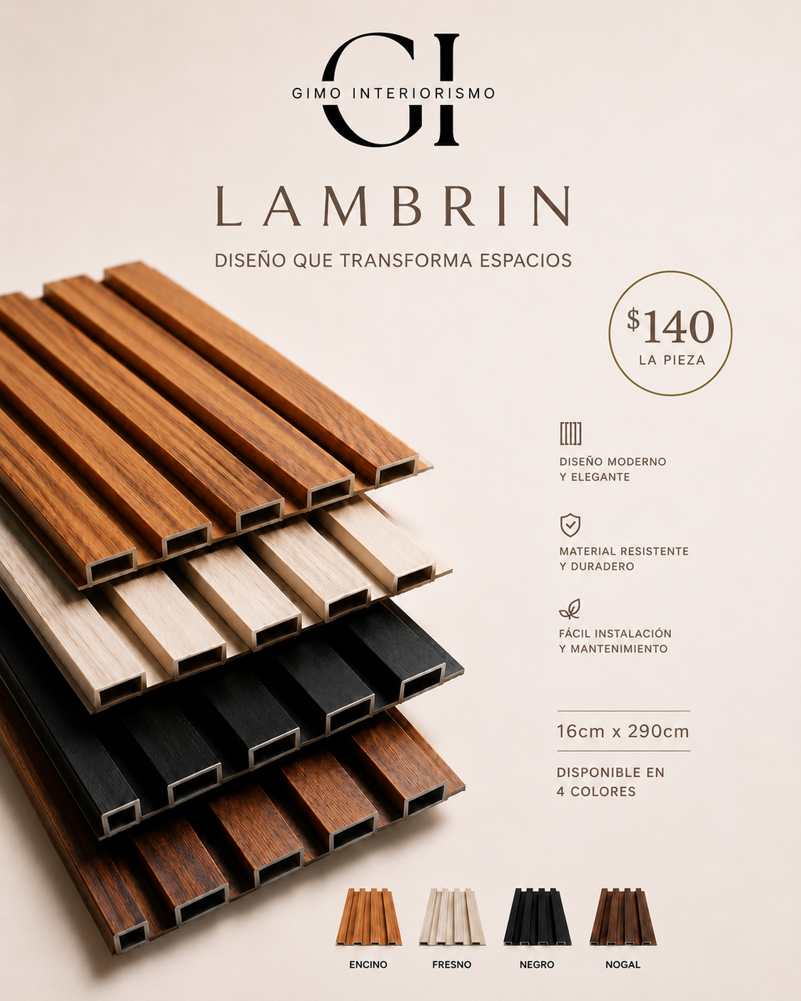Gimo Interiorismo Facebook ad: Lambrin y piedra flexible.