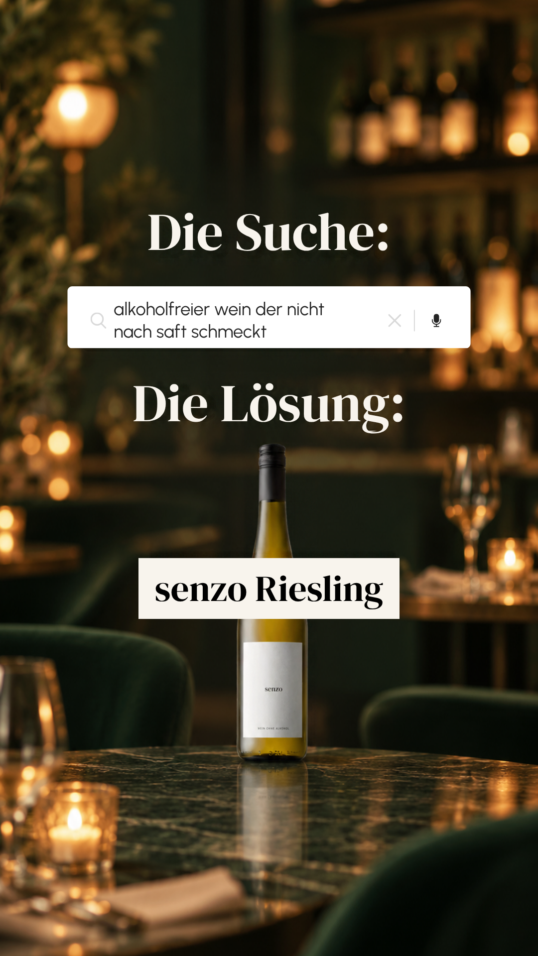 Senzo Facebook ad: Spitzenweine mit 0,0% Alkohol