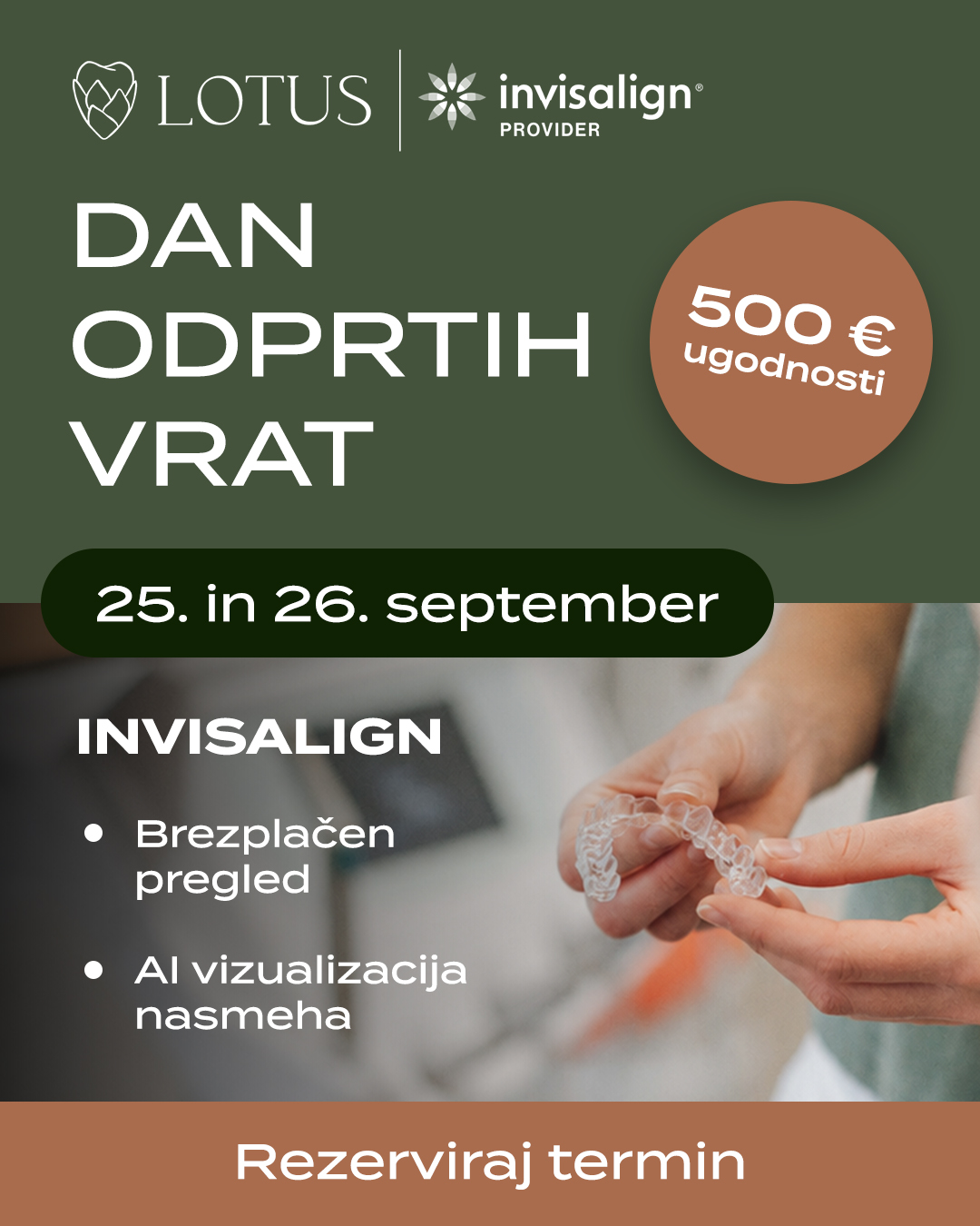 Lotus dentalni center Facebook ad: Prijavi se na Dan odprtih vrat za Invisalign