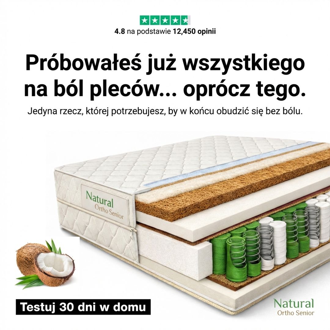 Królestwo Snu Facebook ad: Sen bez bólu pleców, wybierz materac ortopedyczny