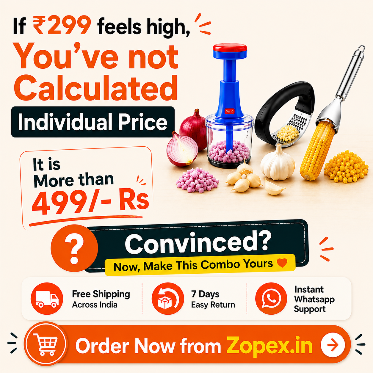 Zopex.in Facebook ad: Your kitchen deserves smarter tools, not expensive ones.
