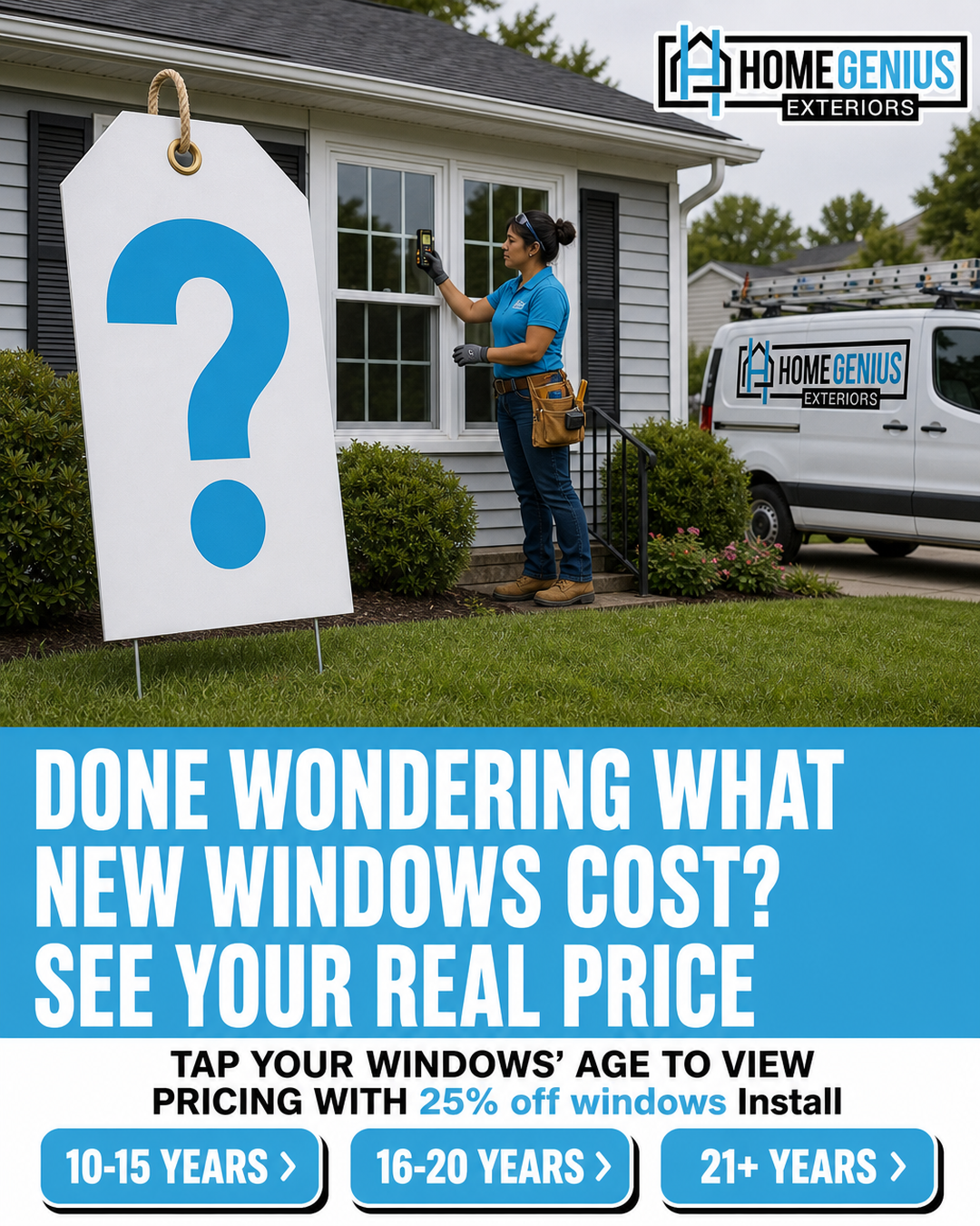 Home Genius Exteriors Facebook ad