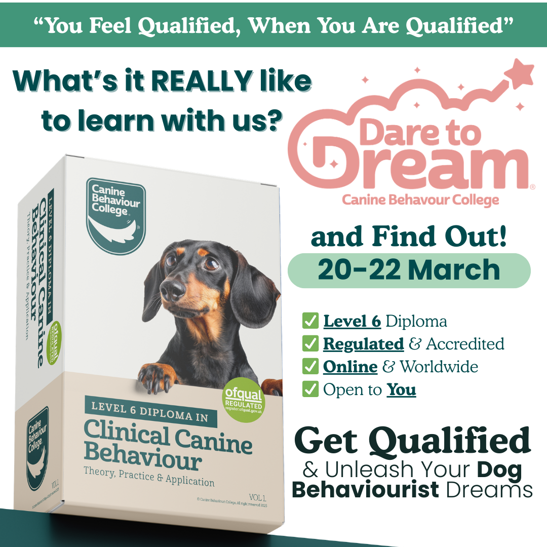 The Canine Behaviour College Facebook ad: Dream of Becoming a Behaviourist? Free Event!
